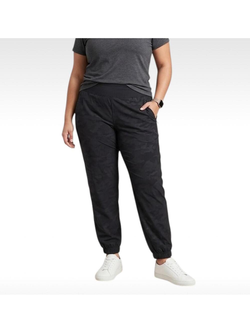 Athleta Brooklyn Heights Joggers - Black Camo Texture Size 18